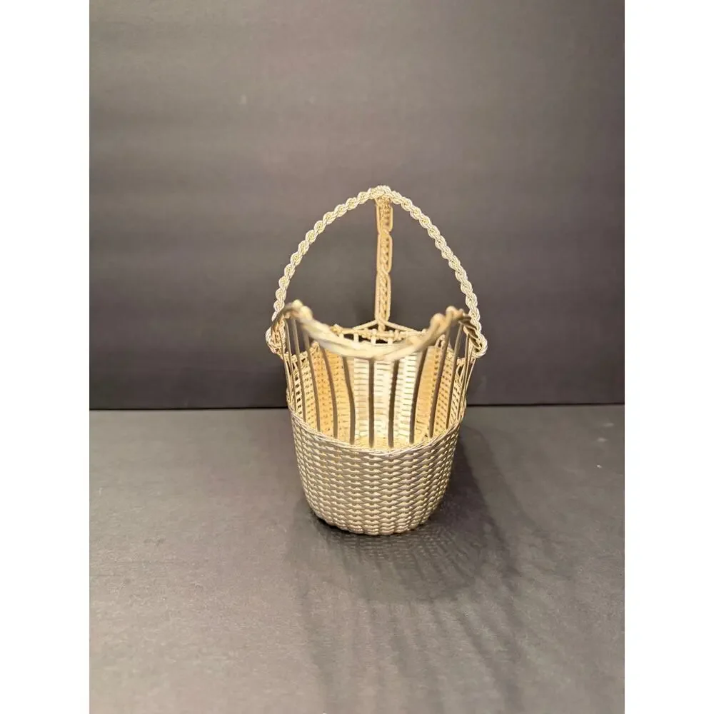 Vintage William Adams France Silverplate Woven Wine Bottle Caddy France 465